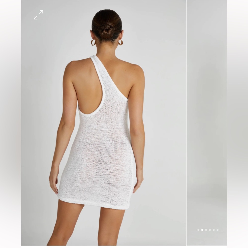 Meshki knit scoop back mini dress